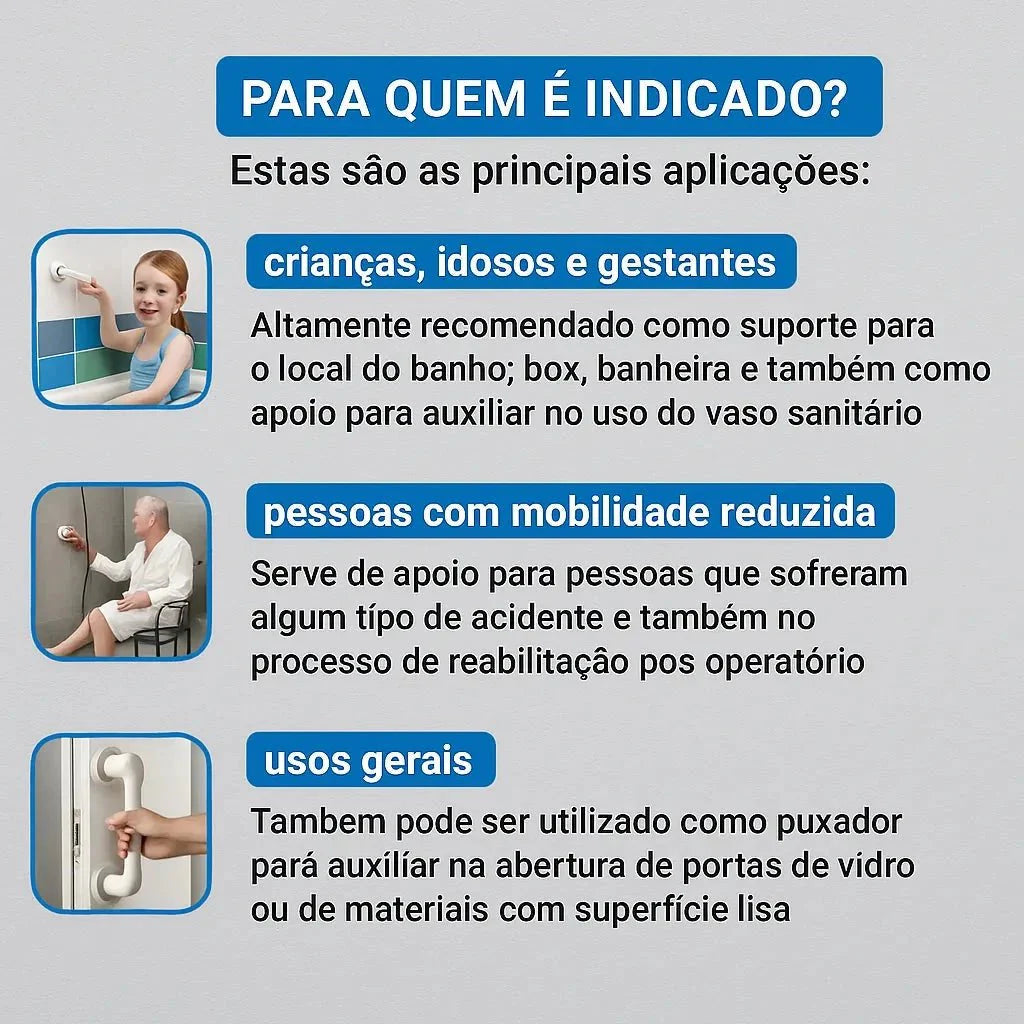 Barra de Apoio Portátil para Banheiro - SafeGrip