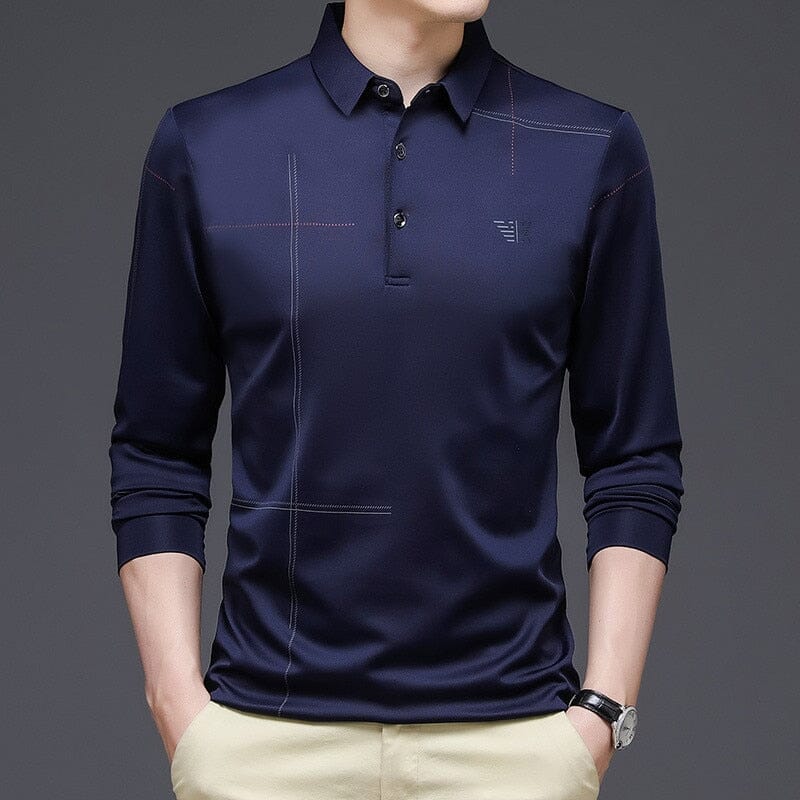 Camisa Comprida Polo Autum Com Manga E Gola Design Único Original (Você Ganha Um Relógio A Prova D'Água de Brinde)
