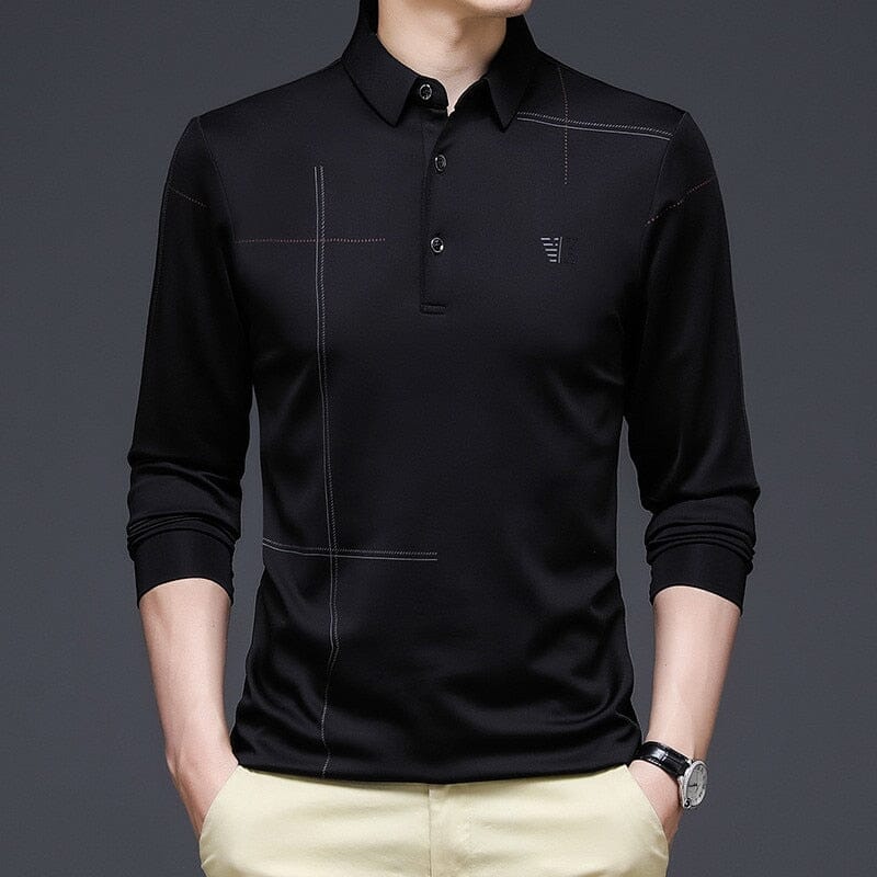 Camisa Comprida Polo Autum Com Manga E Gola Design Único Original (Você Ganha Um Relógio A Prova D'Água de Brinde)