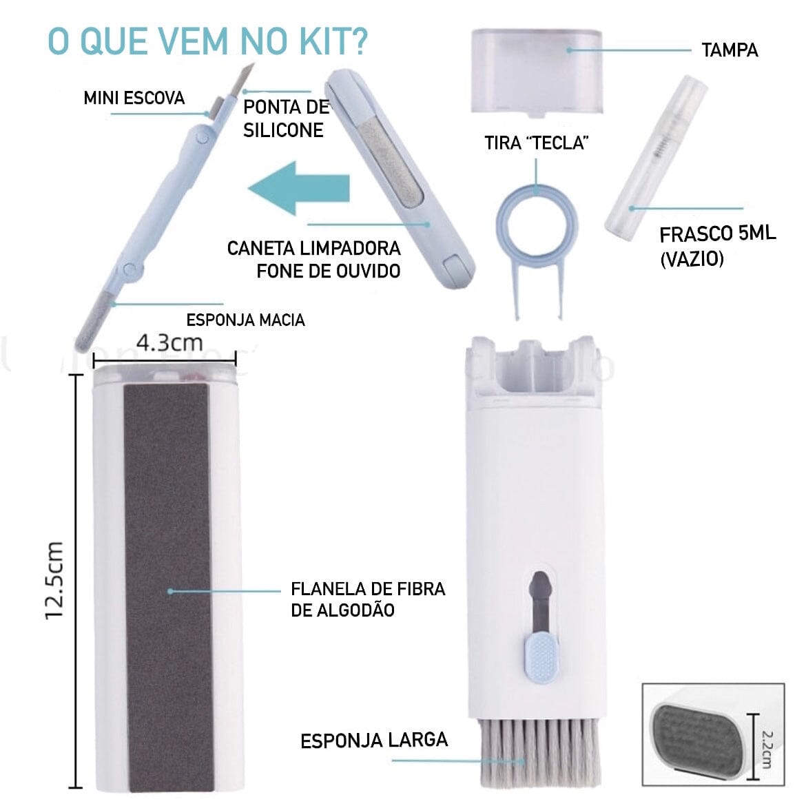 Escova de Limpeza para Teclado e Celular - CleanPro 7 em 1