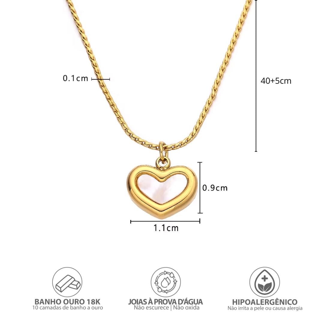 Para Minha Filha - Colar Coração Pérola Banhado a Ouro 18k