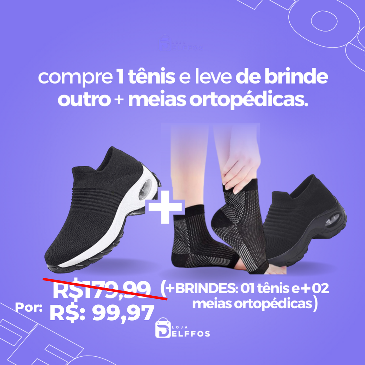 Tênis Air Confort Ortopédico Compre 1 leve 2 (+BRINDE: 01 Tênis e +02 meias Ortopédicas)