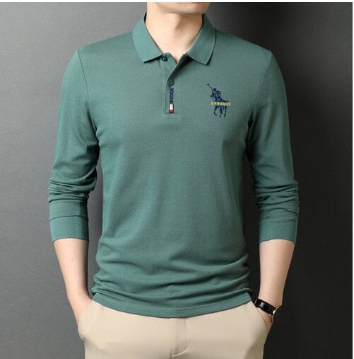 Camisa Comprida Polo Vogue Bordado Coreano Original -  (Você ganha o Relógio Minimalista de Brinde)
