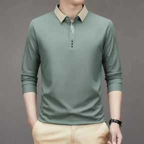 Camisa Polo Masculina John Karlo Minimalista Manga Longa + Brinde Relógio Deyros Luxo