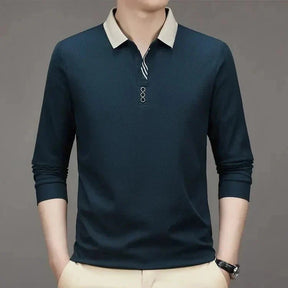 Camisa Polo Masculina John Karlo Minimalista Manga Longa + Brinde Relógio Deyros Luxo