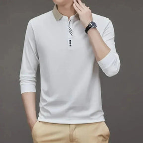 Camisa Polo Masculina John Karlo Minimalista Manga Longa + Brinde Relógio Deyros Luxo