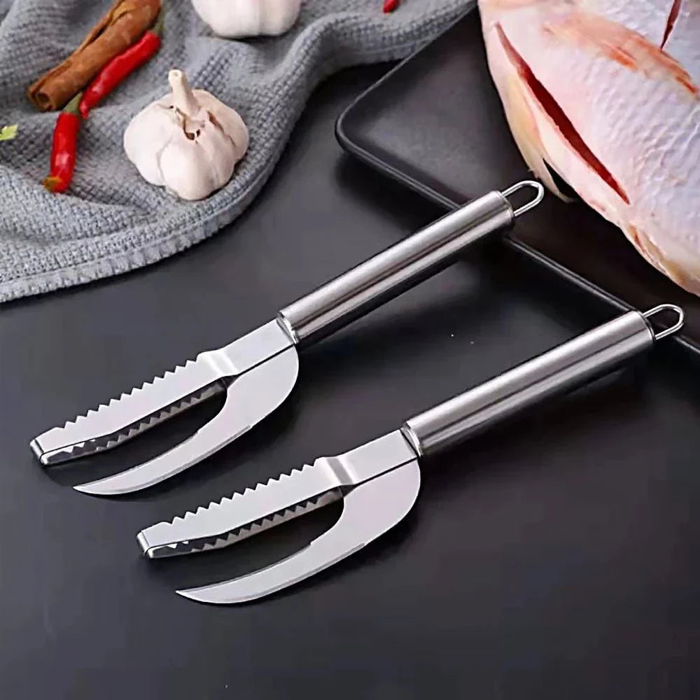 FishScaler - Faca Inoxidável 3 em 1 para Limpeza de Peixe