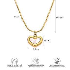 Para Minha Filha - Colar Coração Pérola Banhado a Ouro 18k